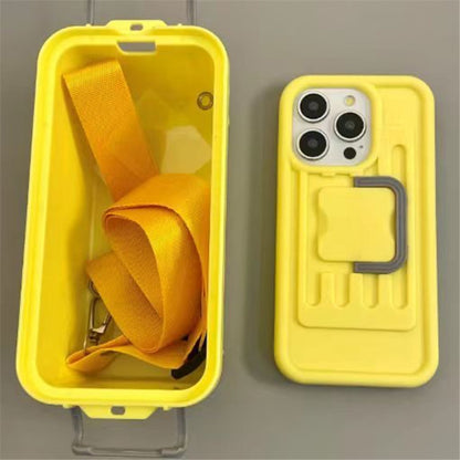 XX Series For iPhone 14 Pro Phone Case PC+TPU Cover with Crossbody Storage Box