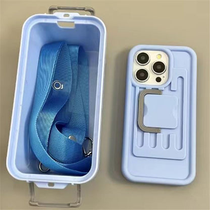 XX Series For iPhone 14 Pro Phone Case PC+TPU Cover with Crossbody Storage Box