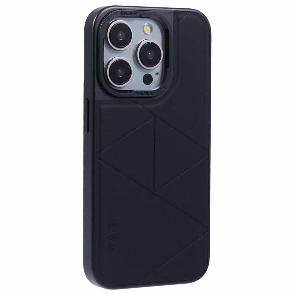 X-LEVEL For iPhone 14 Pro Case Geometric Shockproof PC+TPU+Leather Phone Back Cover