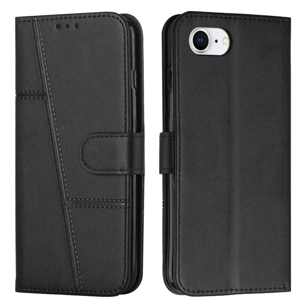 For iPhone 17e / 16e Case PU Leather Wallet Flip Phone Cover Calf Texture