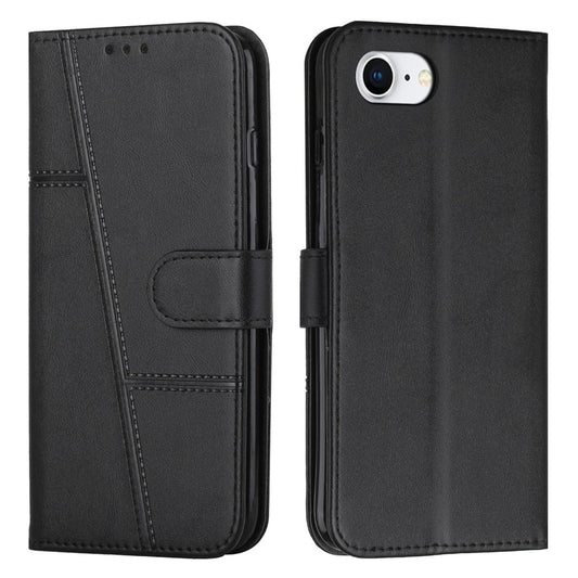 For iPhone 17e / 16e Case PU Leather Wallet Flip Phone Cover Calf Texture