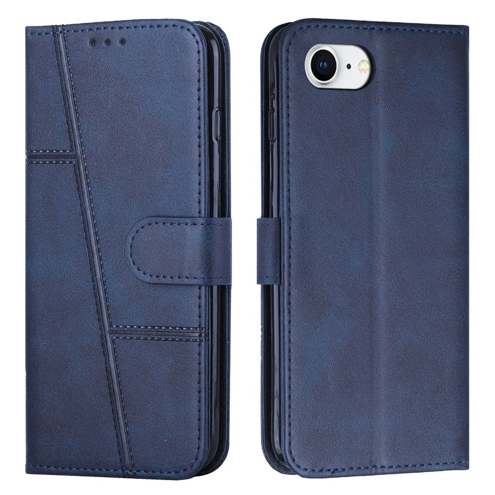 For iPhone 17e / 16e Case PU Leather Wallet Flip Phone Cover Calf Texture