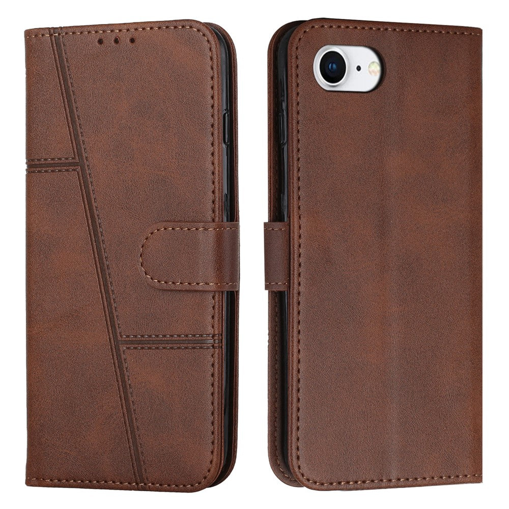 For iPhone 17e / 16e Case PU Leather Wallet Flip Phone Cover Calf Texture