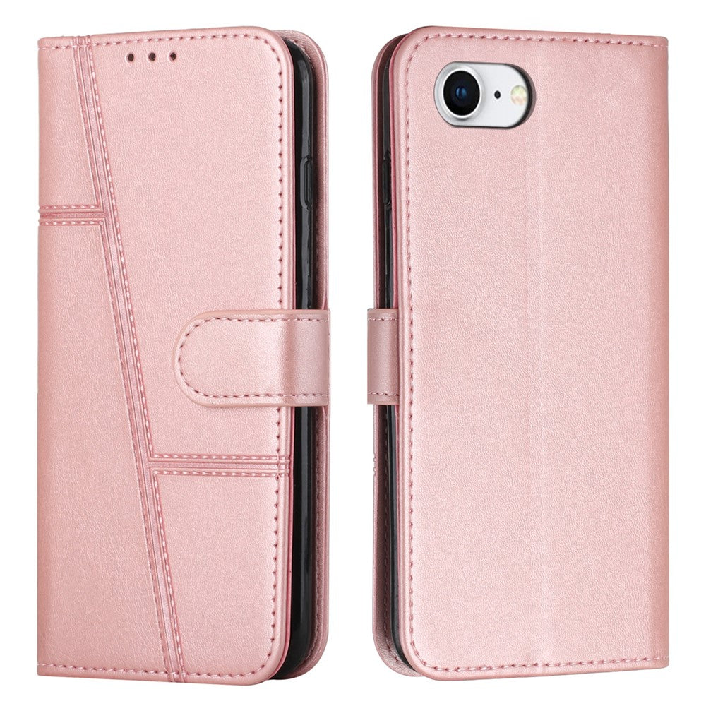 For iPhone 17e / 16e Case PU Leather Wallet Flip Phone Cover Calf Texture