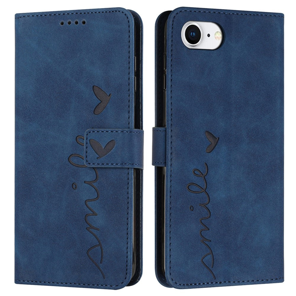 For iPhone 17e / 16e Case PU Leather Wallet Phone Cover Smile Love Heart Pattern
