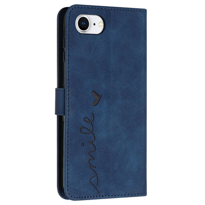 For iPhone 17e / 16e Case PU Leather Wallet Phone Cover Smile Love Heart Pattern
