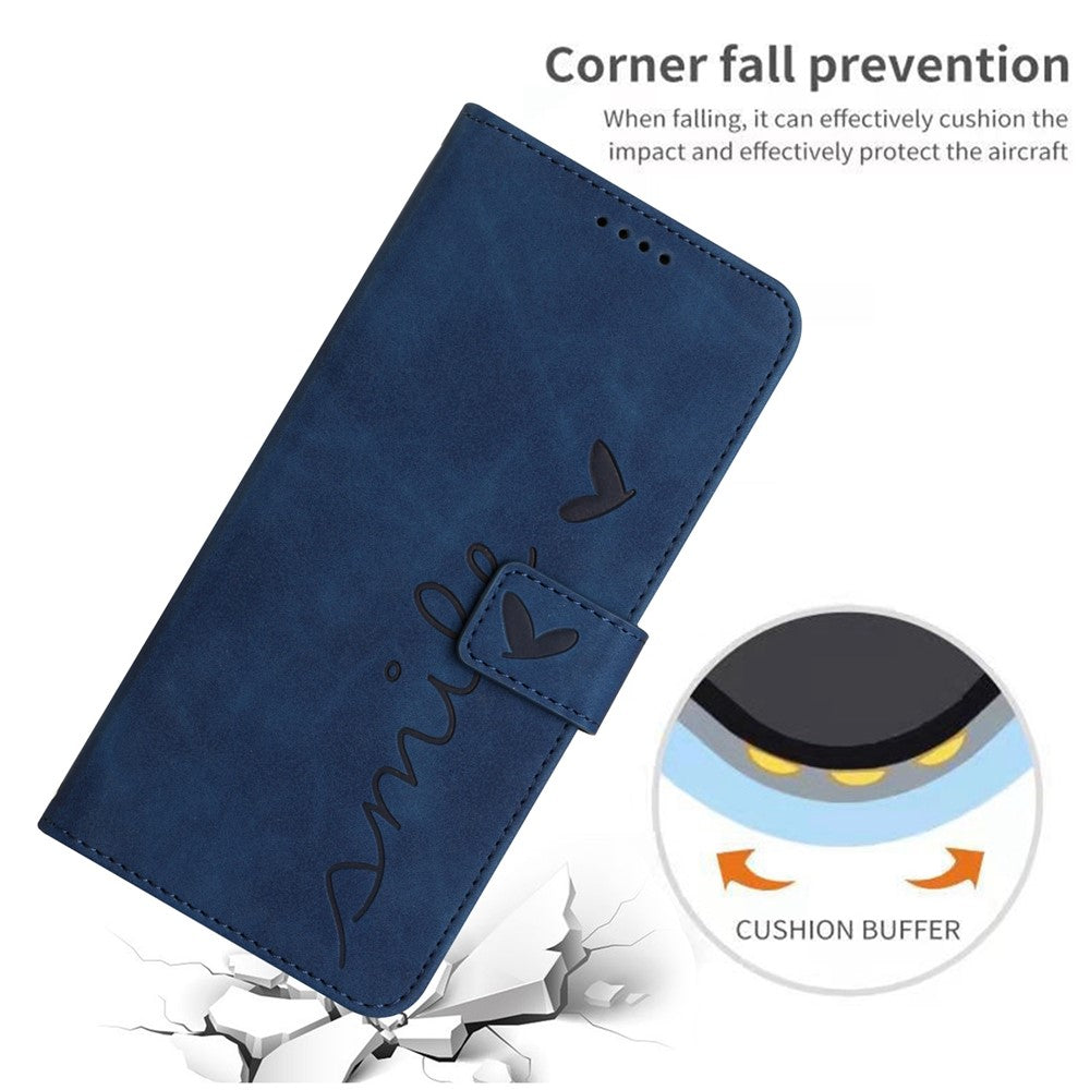 For iPhone 17e / 16e Case PU Leather Wallet Phone Cover Smile Love Heart Pattern