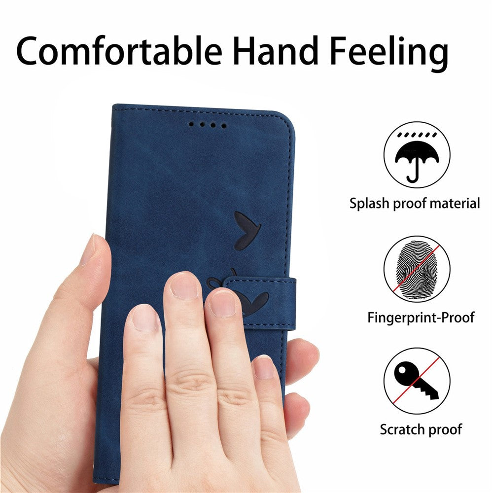 For iPhone 17e / 16e Case PU Leather Wallet Phone Cover Smile Love Heart Pattern