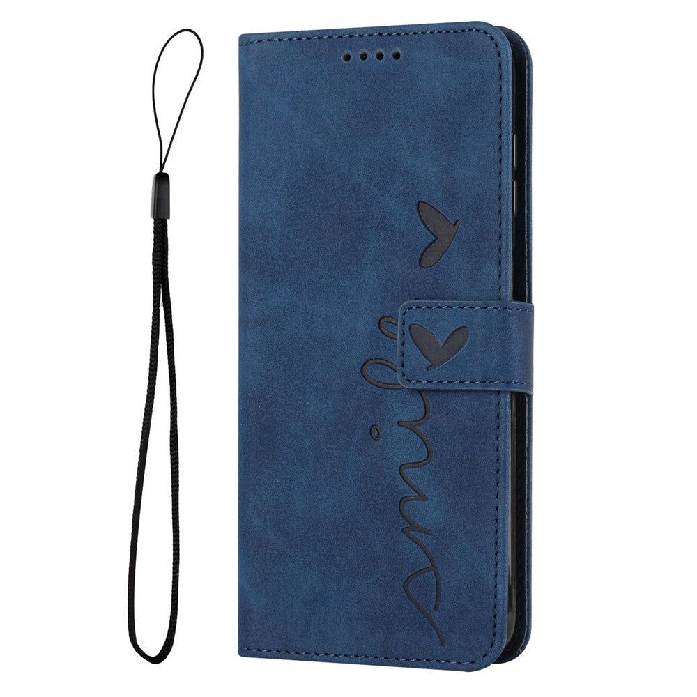 For iPhone 17e / 16e Case PU Leather Wallet Phone Cover Smile Love Heart Pattern