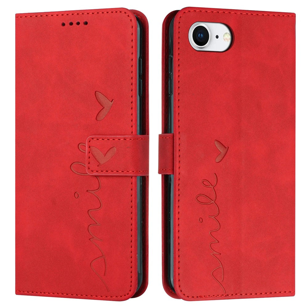 For iPhone 17e / 16e Case PU Leather Wallet Phone Cover Smile Love Heart Pattern