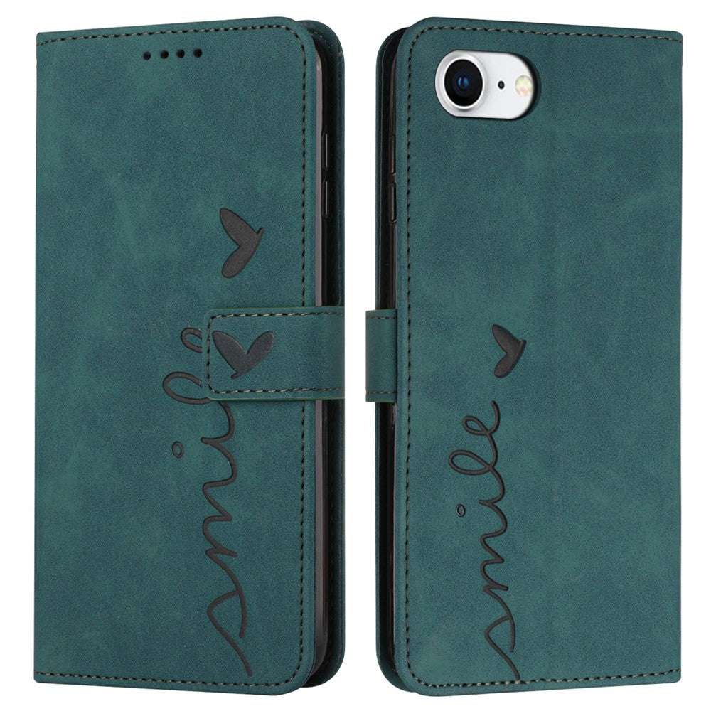 For iPhone 17e / 16e Case PU Leather Wallet Phone Cover Smile Love Heart Pattern