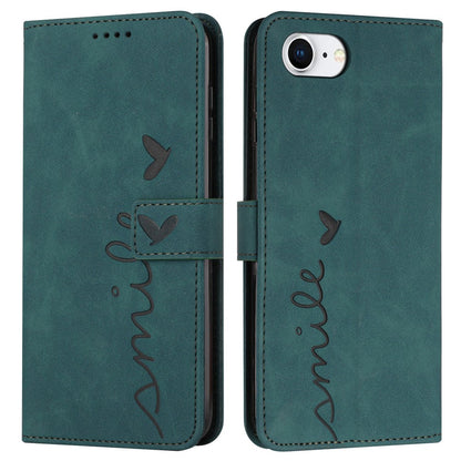 For iPhone 17e / 16e Case PU Leather Wallet Phone Cover Smile Love Heart Pattern