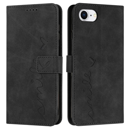 For iPhone 17e / 16e Case PU Leather Wallet Phone Cover Smile Love Heart Pattern