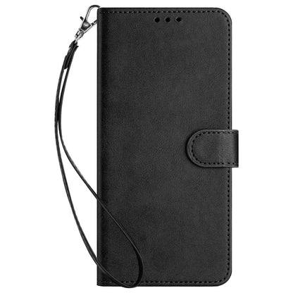 For iPhone 17e / 16e Case Calf Texture Leather Wallet Shockproof Flip Cover with Hand Strap