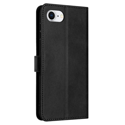 For iPhone 17e / 16e Case Calf Texture Leather Wallet Shockproof Flip Cover with Hand Strap