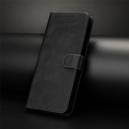 For iPhone 17e / 16e Case Calf Texture Leather Wallet Shockproof Flip Cover with Hand Strap