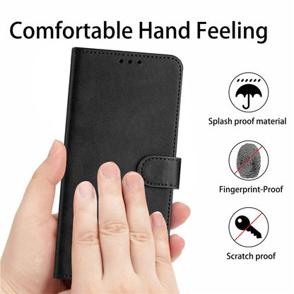 For iPhone 17e / 16e Case Calf Texture Leather Wallet Shockproof Flip Cover with Hand Strap