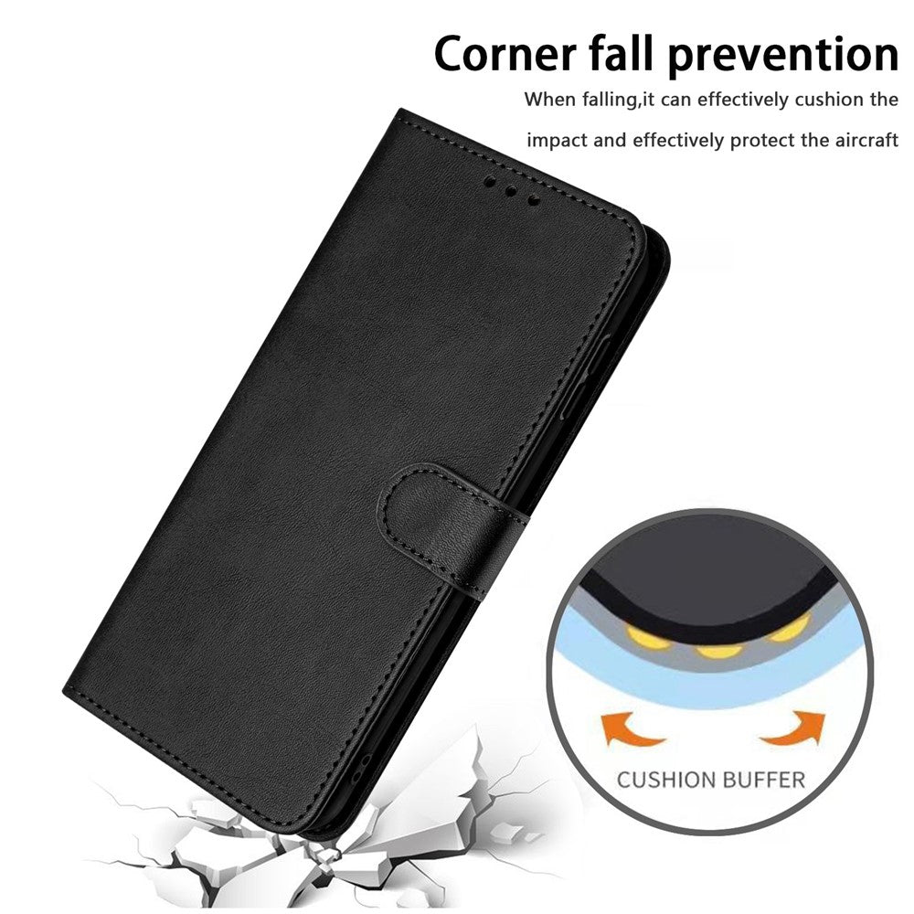 For iPhone 17e / 16e Case Calf Texture Leather Wallet Shockproof Flip Cover with Hand Strap