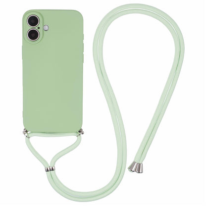 For iPhone 16 Case TPU Fiber Lining Scratch-Resistant Phone Cover with Necklace Cord Strap