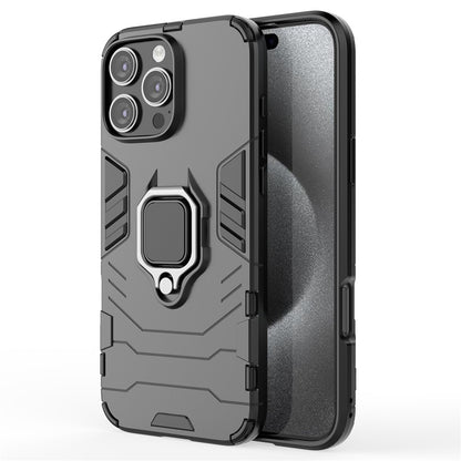 For iPhone 16 Pro Max Case PC+TPU Hybrid Phone Cover with Ring Kickstand