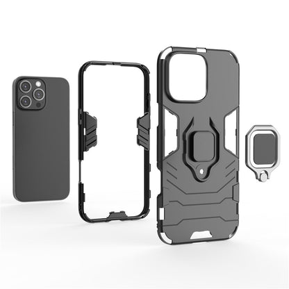For iPhone 16 Pro Max Case PC+TPU Hybrid Phone Cover with Ring Kickstand
