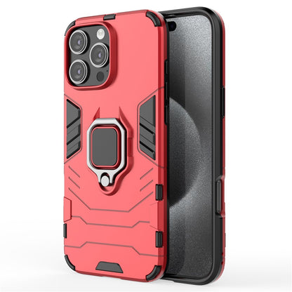 For iPhone 16 Pro Max Case PC+TPU Hybrid Phone Cover with Ring Kickstand
