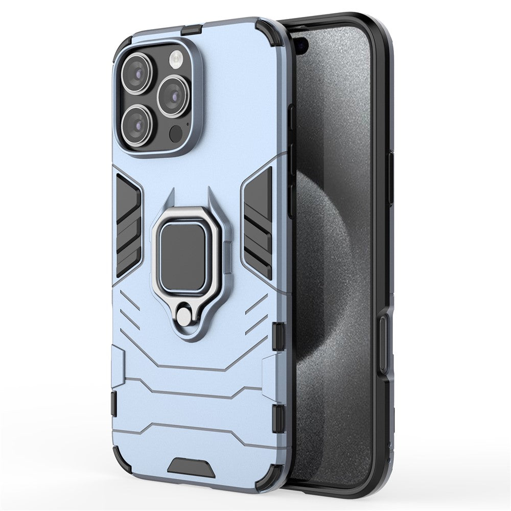 For iPhone 16 Pro Max Case PC+TPU Hybrid Phone Cover with Ring Kickstand