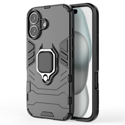 For iPhone 16 Case PC+TPU Ring Holder Kickstand Phone Armor Cover