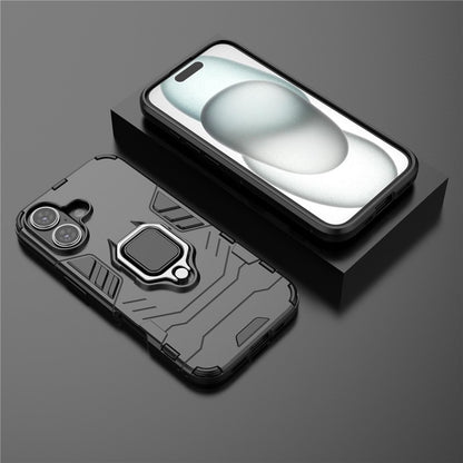 For iPhone 16 Case PC+TPU Ring Holder Kickstand Phone Armor Cover