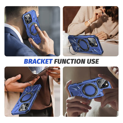 For iPhone 16 Pro Magnetic Case TPU+PC Ring Kickstand Anti-Drop Phone Cover