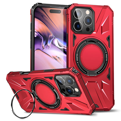 For iPhone 16 Pro Magnetic Case TPU+PC Ring Kickstand Anti-Drop Phone Cover