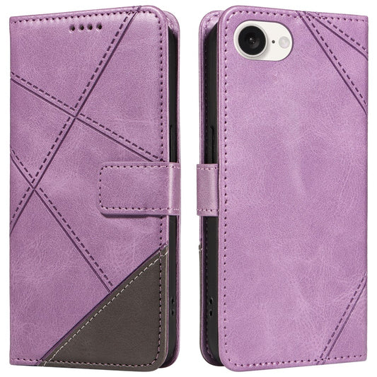 For iPhone 17e / 16e Case Leather Card Holder Phone Cover Geometric Line