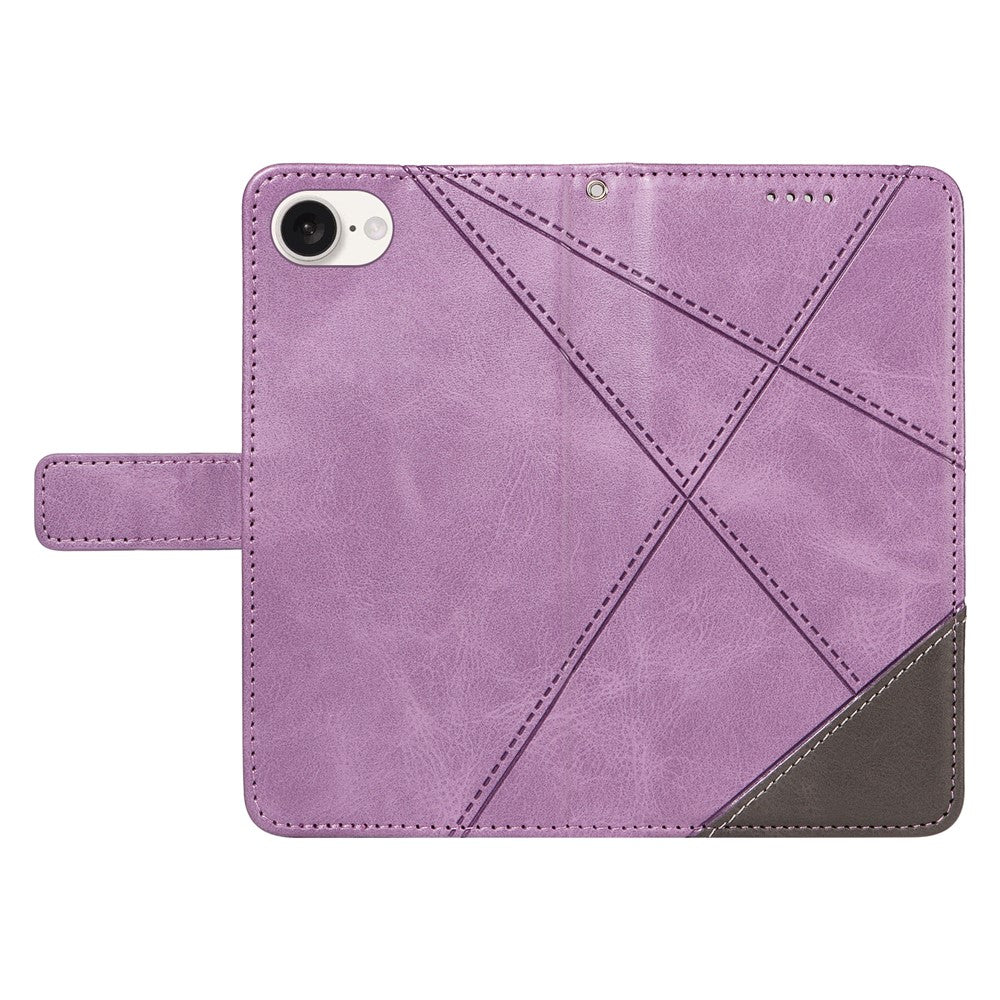 For iPhone 17e / 16e Case Leather Card Holder Phone Cover Geometric Line