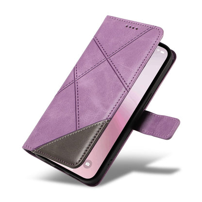 For iPhone 17e / 16e Case Leather Card Holder Phone Cover Geometric Line