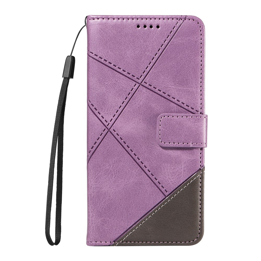 For iPhone 17e / 16e Case Leather Card Holder Phone Cover Geometric Line