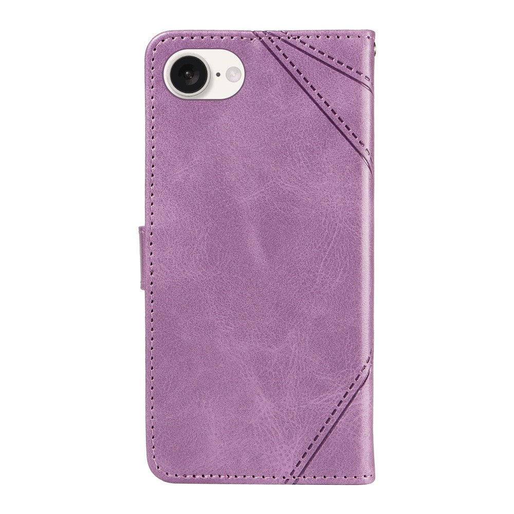 For iPhone 17e / 16e Case Leather Card Holder Phone Cover Geometric Line