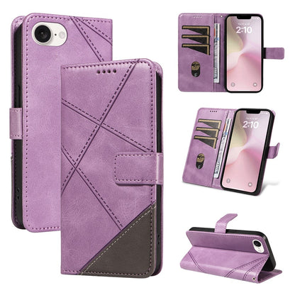 For iPhone 17e / 16e Case Leather Card Holder Phone Cover Geometric Line