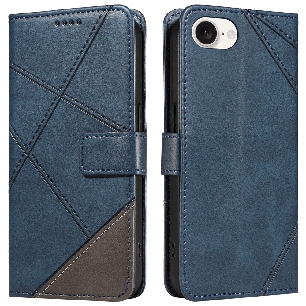 For iPhone 17e / 16e Case Leather Card Holder Phone Cover Geometric Line