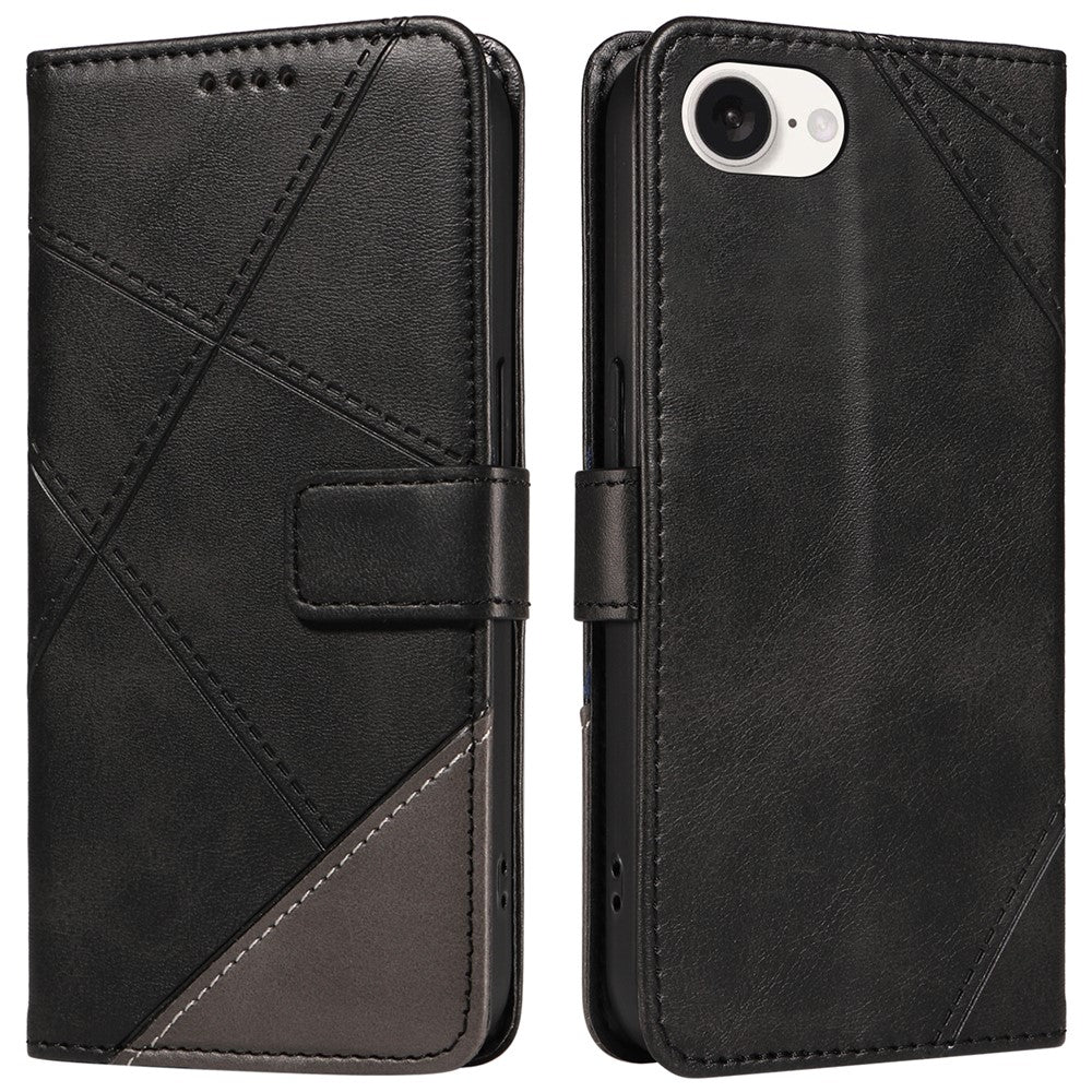 For iPhone 17e / 16e Case Leather Card Holder Phone Cover Geometric Line