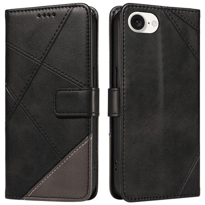 For iPhone 17e / 16e Case Leather Card Holder Phone Cover Geometric Line