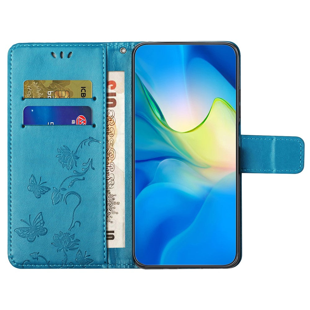 For iPhone 16 Case Wallet Stand PU Leather Butterfly Flower Phone Cover
