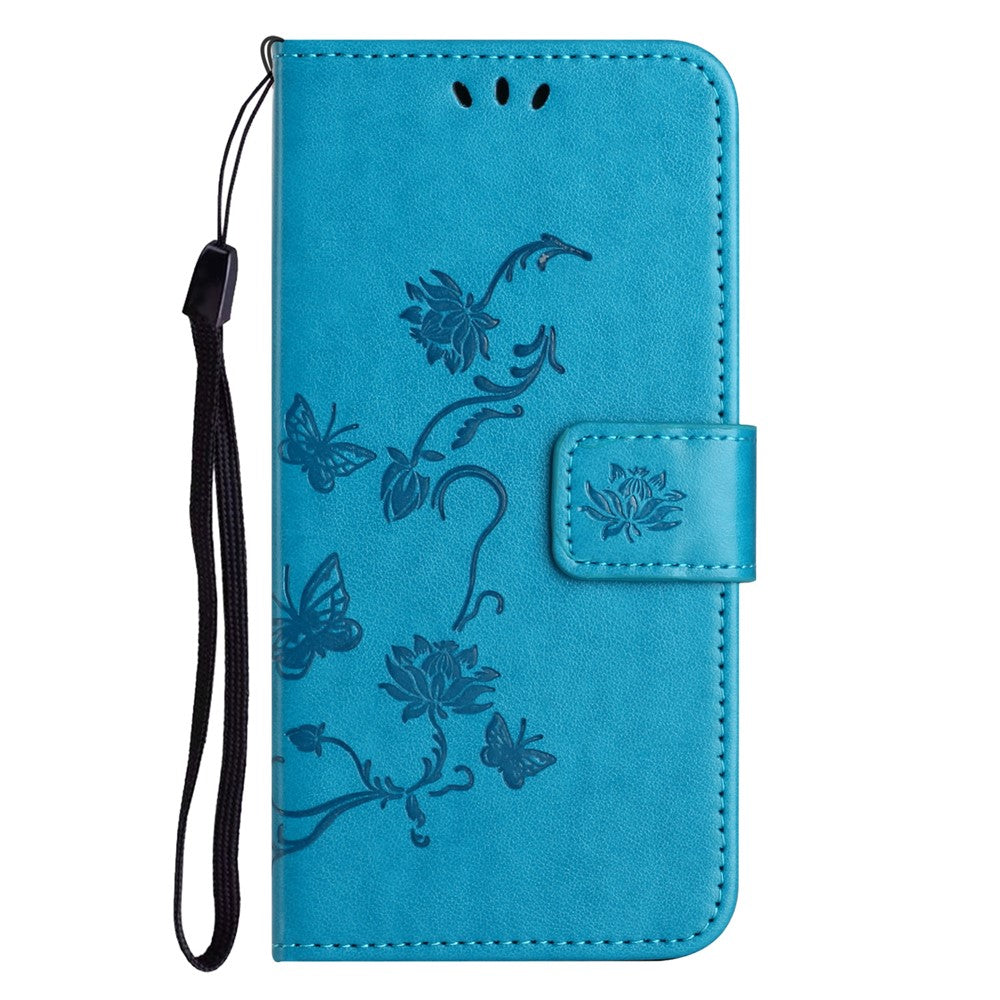 For iPhone 16 Case Wallet Stand PU Leather Butterfly Flower Phone Cover