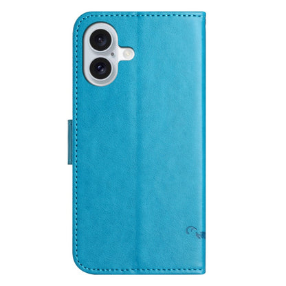 For iPhone 16 Case Wallet Stand PU Leather Butterfly Flower Phone Cover