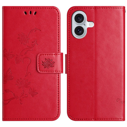 For iPhone 16 Case Wallet Stand PU Leather Butterfly Flower Phone Cover