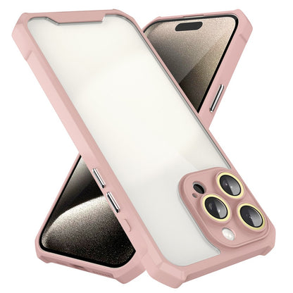 For iPhone 14 Pro Case Transparent Back Acrylic+TPU Phone Cover with Glass Lens Film