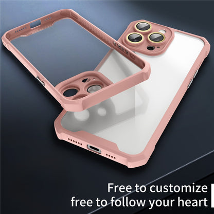 For iPhone 14 Pro Case Transparent Back Acrylic+TPU Phone Cover with Glass Lens Film