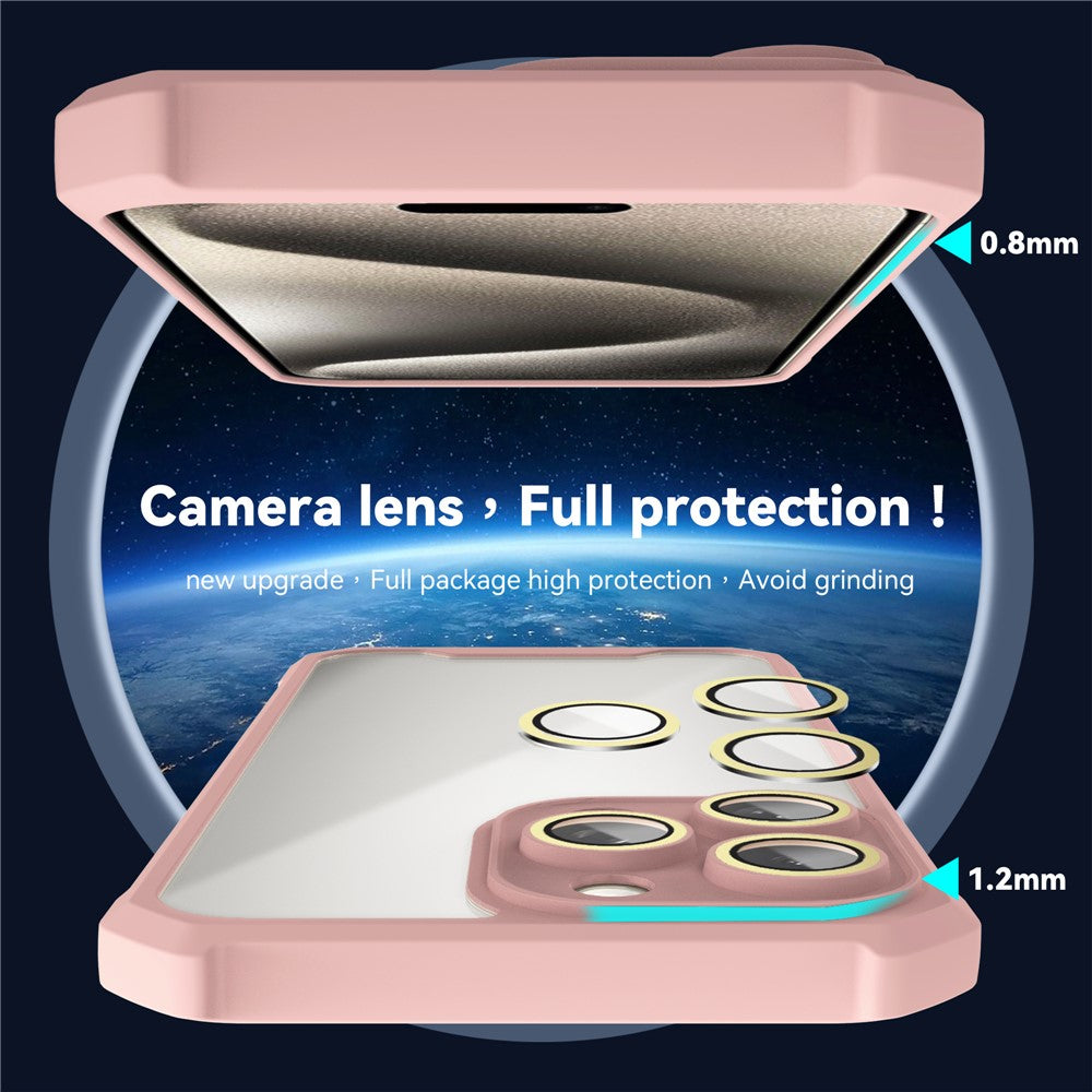 For iPhone 14 Pro Case Transparent Back Acrylic+TPU Phone Cover with Glass Lens Film