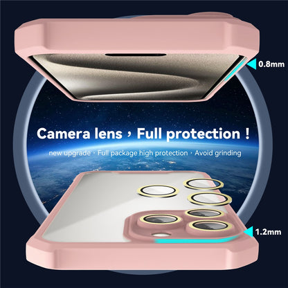 For iPhone 14 Pro Case Transparent Back Acrylic+TPU Phone Cover with Glass Lens Film