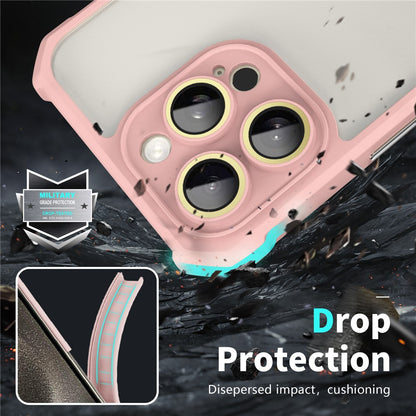 For iPhone 14 Pro Case Transparent Back Acrylic+TPU Phone Cover with Glass Lens Film