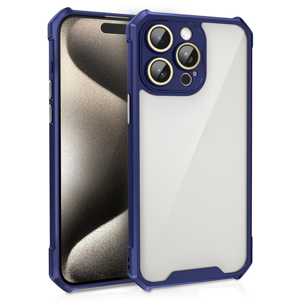 For iPhone 14 Pro Case Transparent Back Acrylic+TPU Phone Cover with Glass Lens Film